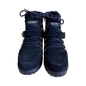 Sporto Katie chunky lug sole suede & faux shearling black ankle boots-
Size 9.5W